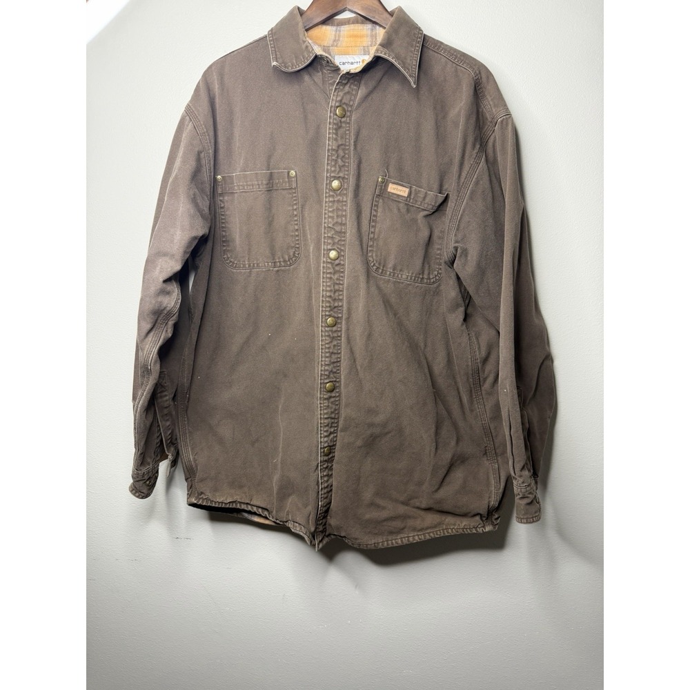 Carhartt Duck Flannel  Lined Canvas VINTAGE Work Jacket Large Chore Jacket Brown